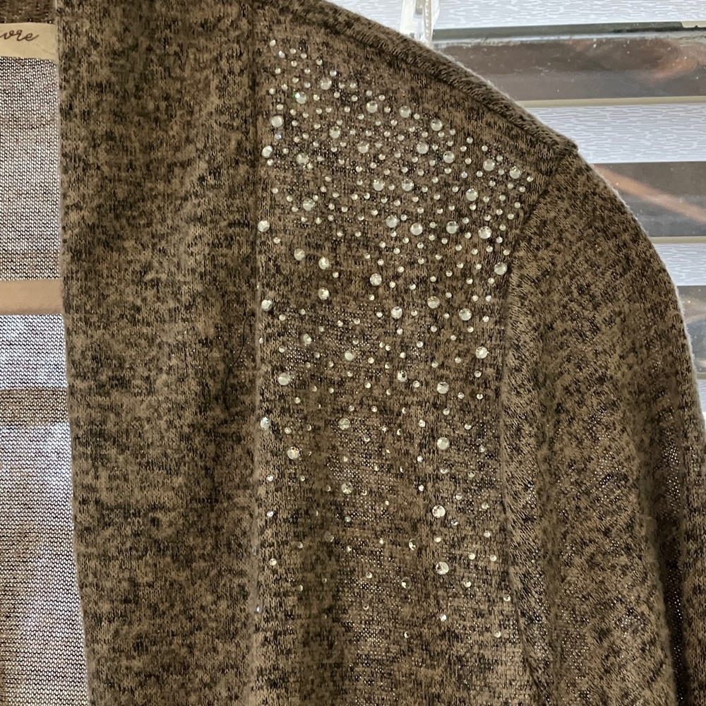 Elegant Gray Open Front Cardigan - Picture 2 of 9